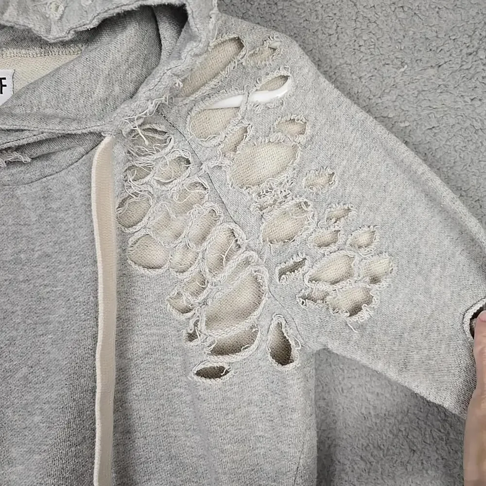 NSF Revolve Lisse Distressed Hoodie Grey, size S - Picture 4 of 9